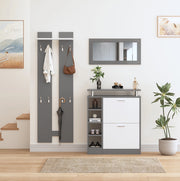 Set ingresso con specchio e scarpiera 80x25x96;5 cm in truciolare grigio