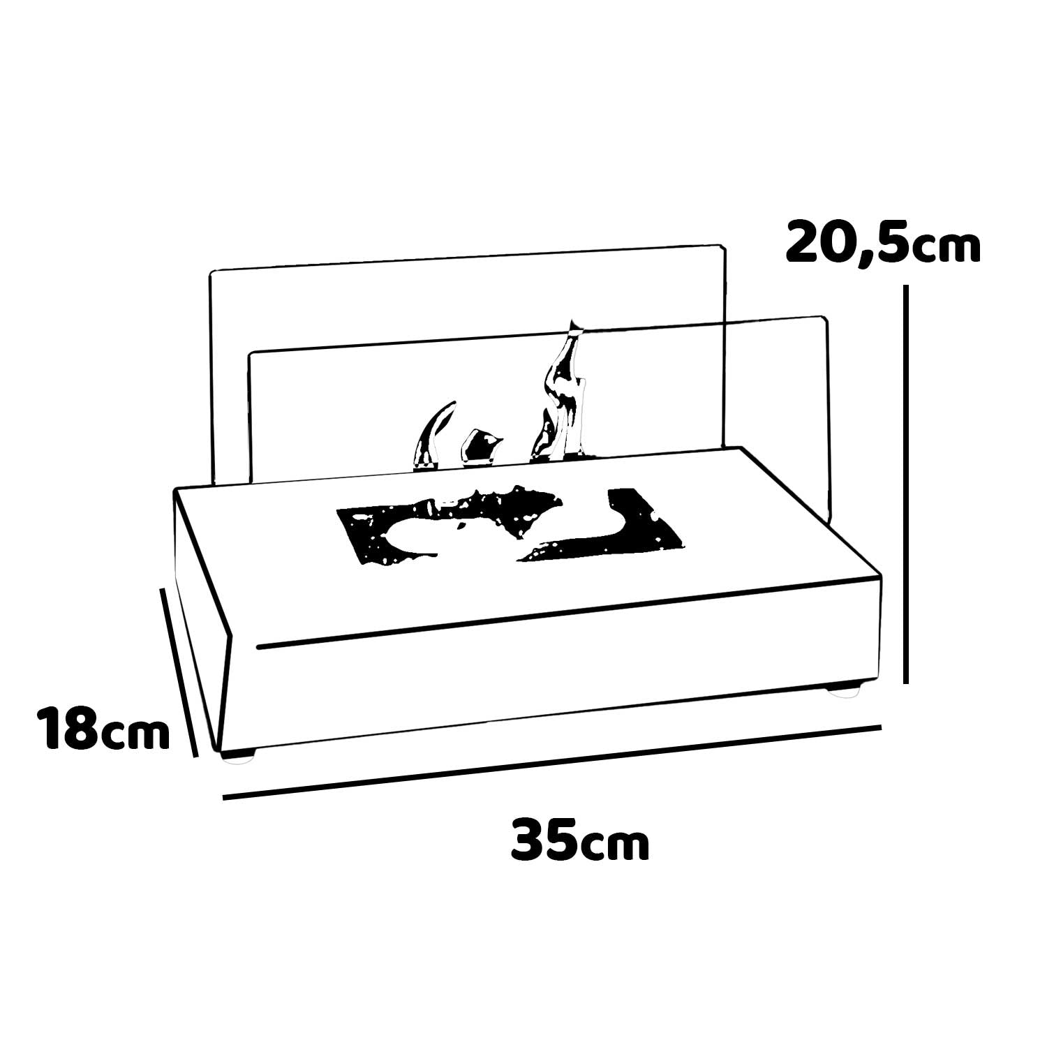 Berlino - Camino a bioetanolo da tavolo per interni ed esterni 35x18xH20,5 cm
