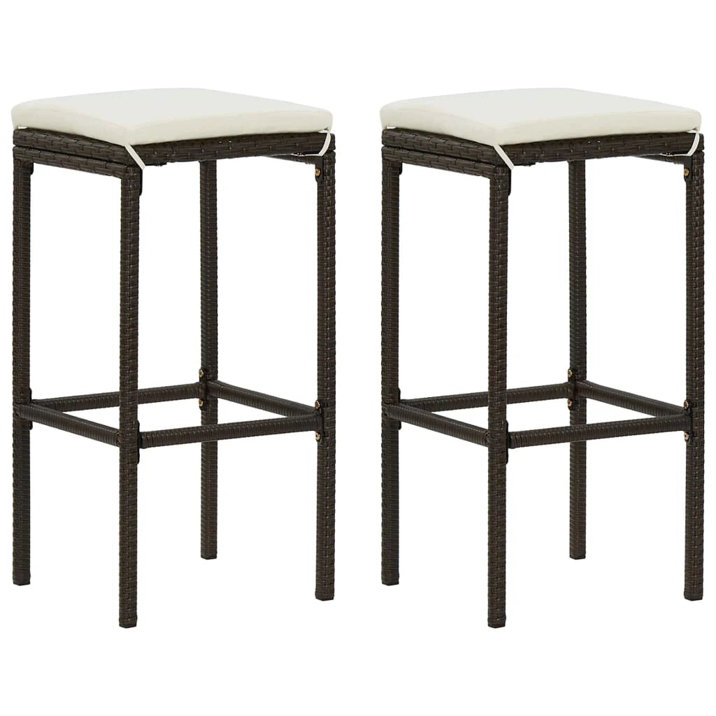 Set da bar da giardino 3 pezzi e cuscini in resina intrecciata marrone 02_0014499