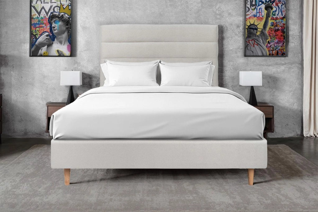 Testiera in tessuto velluto grigio chiaro con linee L150 cm