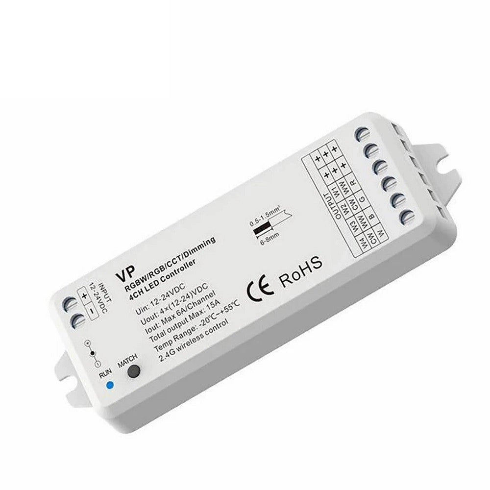 Trade Shop - Centralina Vp Controller Rf 15a 4ch Dimmer 288w Strisce Luci Led Telecomando Rgbw -