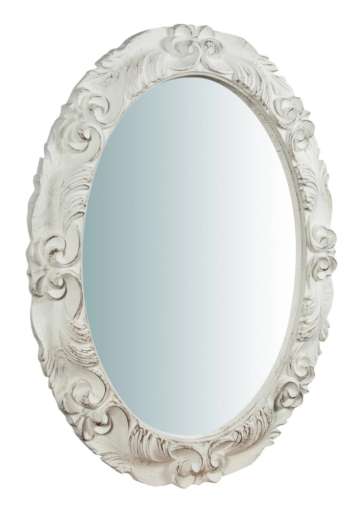 Biscottini Specchiera da parete verticale/orizzontale in legno finitura bianco anticato L66xPR4,5xH88 cm Made in Italy