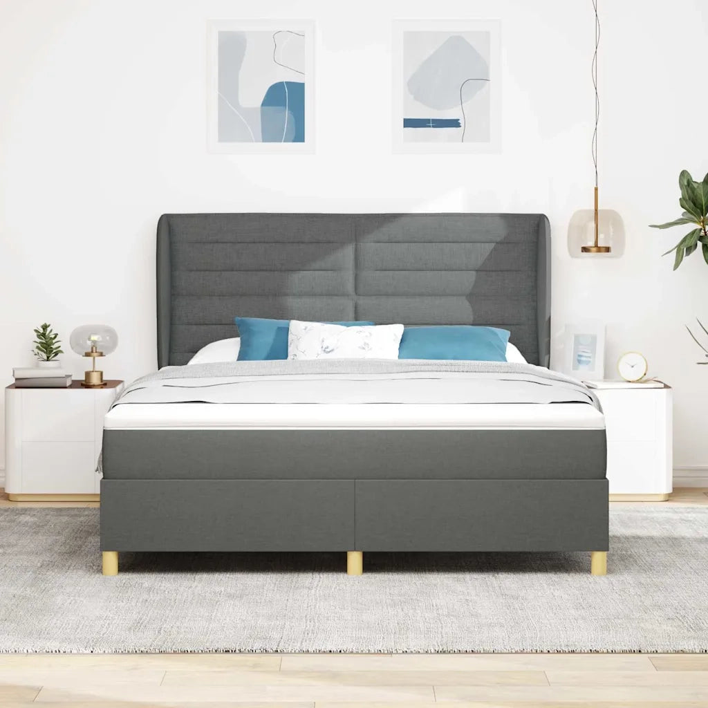 Letto a molle con materasso Grigio scuro 200 x 180 cm Tessuto 3340705