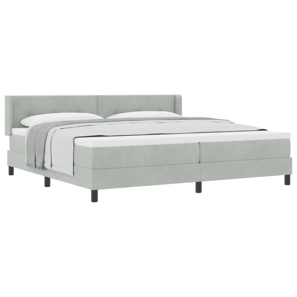 Letto a box con materasso Grigio chiaro 200x200 cm Velluto