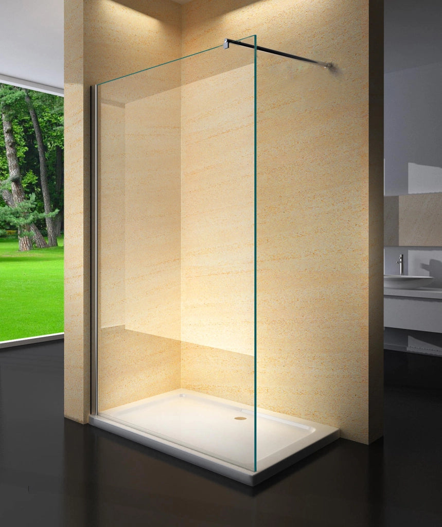 Parete doccia walk in cristallo 8mm trasparente 140cm H 195cm BERNA
