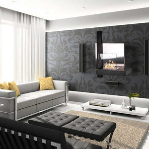 Vienna - Camino a bioetanolo da parete 65x23xH75 cm, colore nero