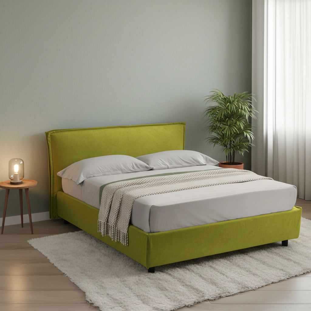 Letto Matrimoniale Bubbio, Letto Matrimoniale Sfoderabile Made in Italy, Verde
