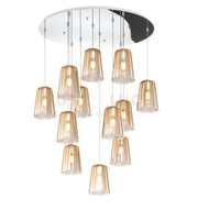 SOSPENSIONE CROMO TONDA 12 LUCI AMBRA 1164CR-S12 T-AM