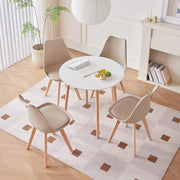 GrandCA HOME Tavolo da Pranzo e 4 Sedie da Pranzo Set da Pranzo Moderno, Struttura di Giunzione Tavolo Rotondo da Tavolo e Sedie da Cucina Beige
