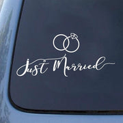 Etichette auto 2 pezzi - Sostituti di biglietti da matrimonio - PVC - Impermeabili - 57 x 24 cm - Lettere bianche romantiche - Etichette per finestre