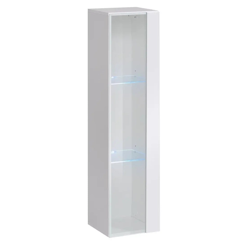 Vetrina sospesa – Bianco – Collezione SWITCH – Porta in vetro e LED inclusi – Modello piccolo