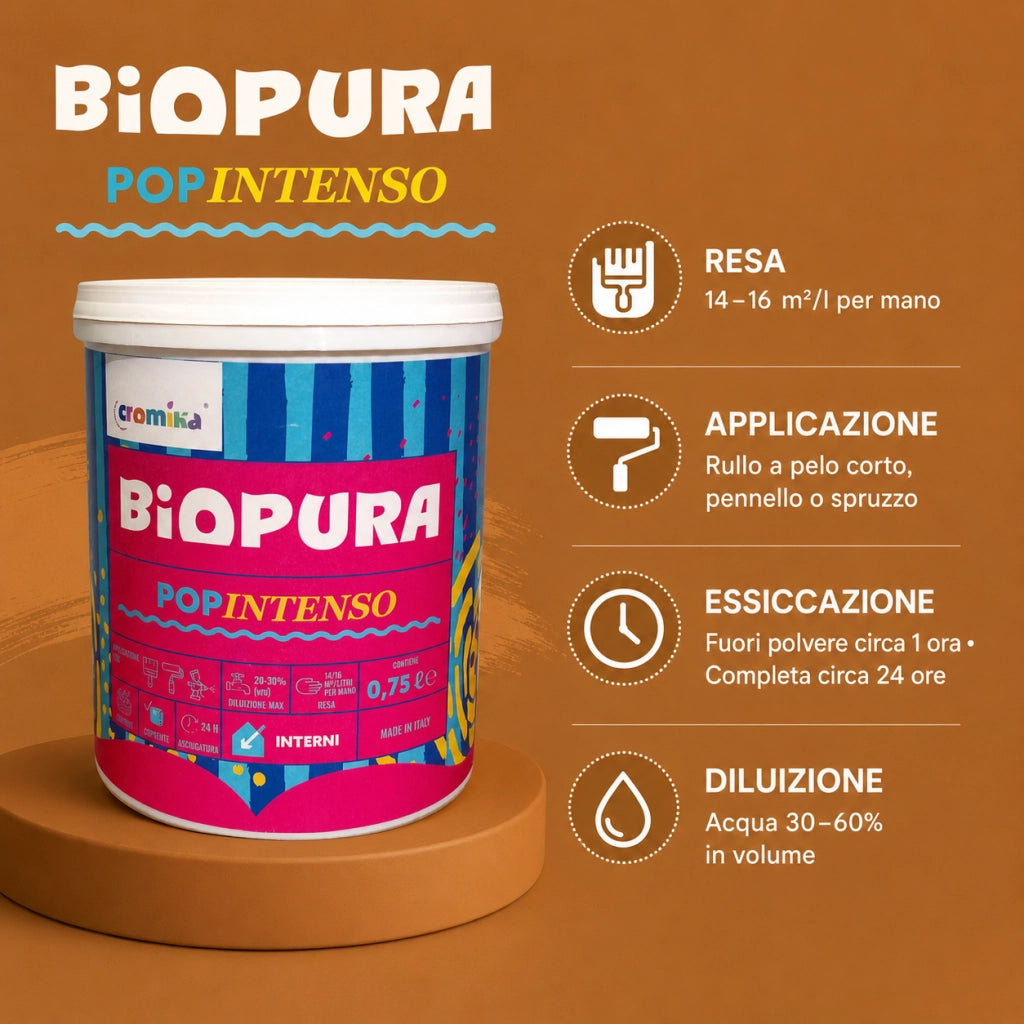 Popintenso palestra e decori interni pittura murale lavabile e coprente cromika *** formato 0,750 lt, colore- terra v...