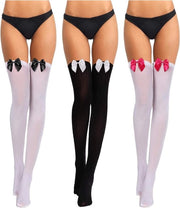 Set di 3 paia di calze femminili con top, bordo e alta vita