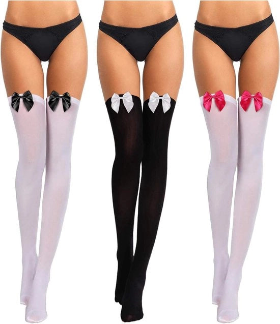 Set di 3 paia di calze femminili con top, bordo e alta vita