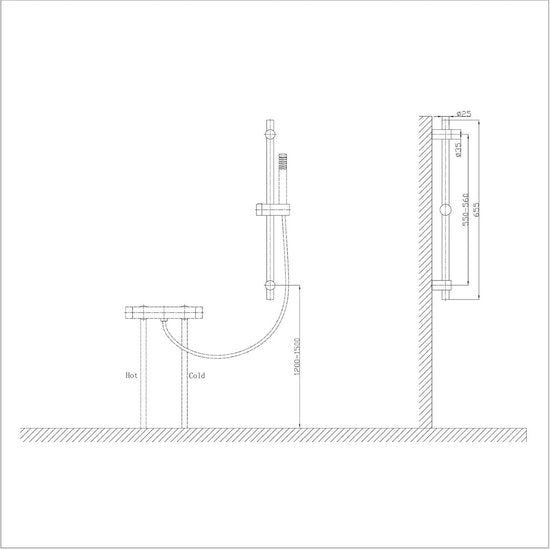 Kit di douchestang in acciaio inossidabile da 70 cm - supporto capociglia doccia regolabile in altezza - fissaggio al muro