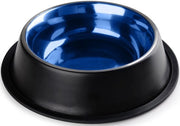 Bacino per cani in alluminio, 0,9 l, Bacino per cani, Bacino per acqua - Nero/Azzurro