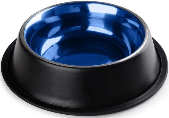 Bacino per cani in alluminio, 0,9 l, Bacino per cani, Bacino per acqua - Nero/Azzurro