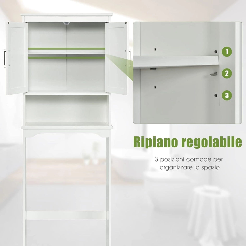 Mobile per Lavatrice, Mobile Salva Spazio Sopra WC, Organizer Bagno con 3 Mensole, Scaffale Bagno con Mensole Regolabile