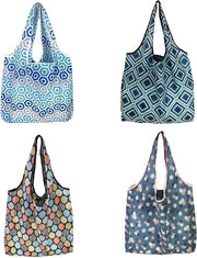 Borsa da Spesa Pieghevole 4 Pezzi Borse Reutilizzabili - Grande e Portatile per l'Uso Giornaliero