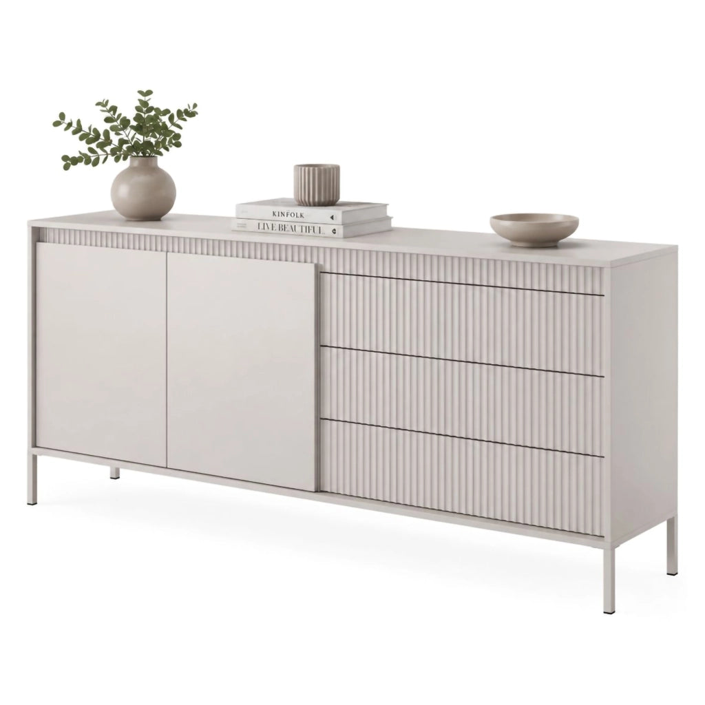 Madia Hatone, Credenza 3 Cassetti, 187x40x81h cm Beige
