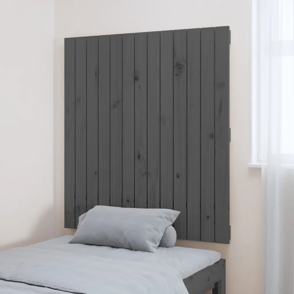 Testiera | Testata da Parete Grigia 82,5x3x90cm in Legno Massello di Pino