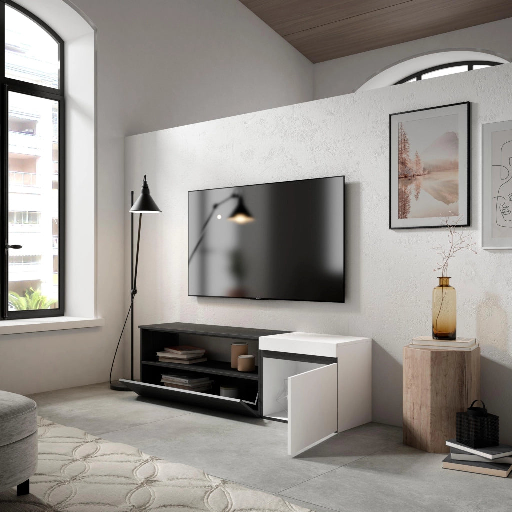 Mobile TV Soggiorno, 150x35x45cm, Per TV fino a 65", Mobile Soggiorno, Bianco e nero RF2439