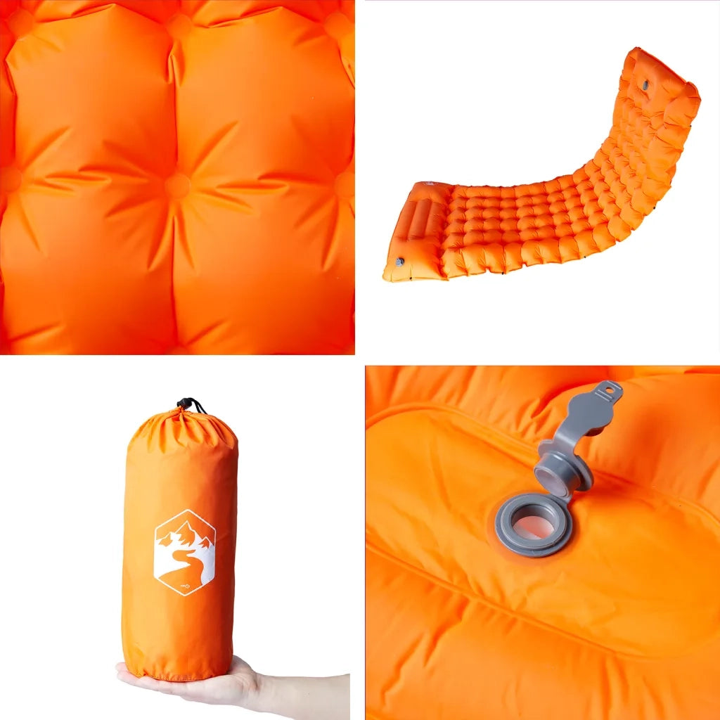 Materasso Campeggio Autogonfiabile Cuscini 1 Persona Arancio CFW8348671
