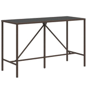 Tavolino da Giardino | Tavolo Bar con Piano in Vetro Marrone 180x70x110 cm Polyrattan