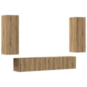 Mobili TV a Parete 4 pz | Armadietto TV | Mobile Porta TV Rovere Artigianale in Legno Multistrato