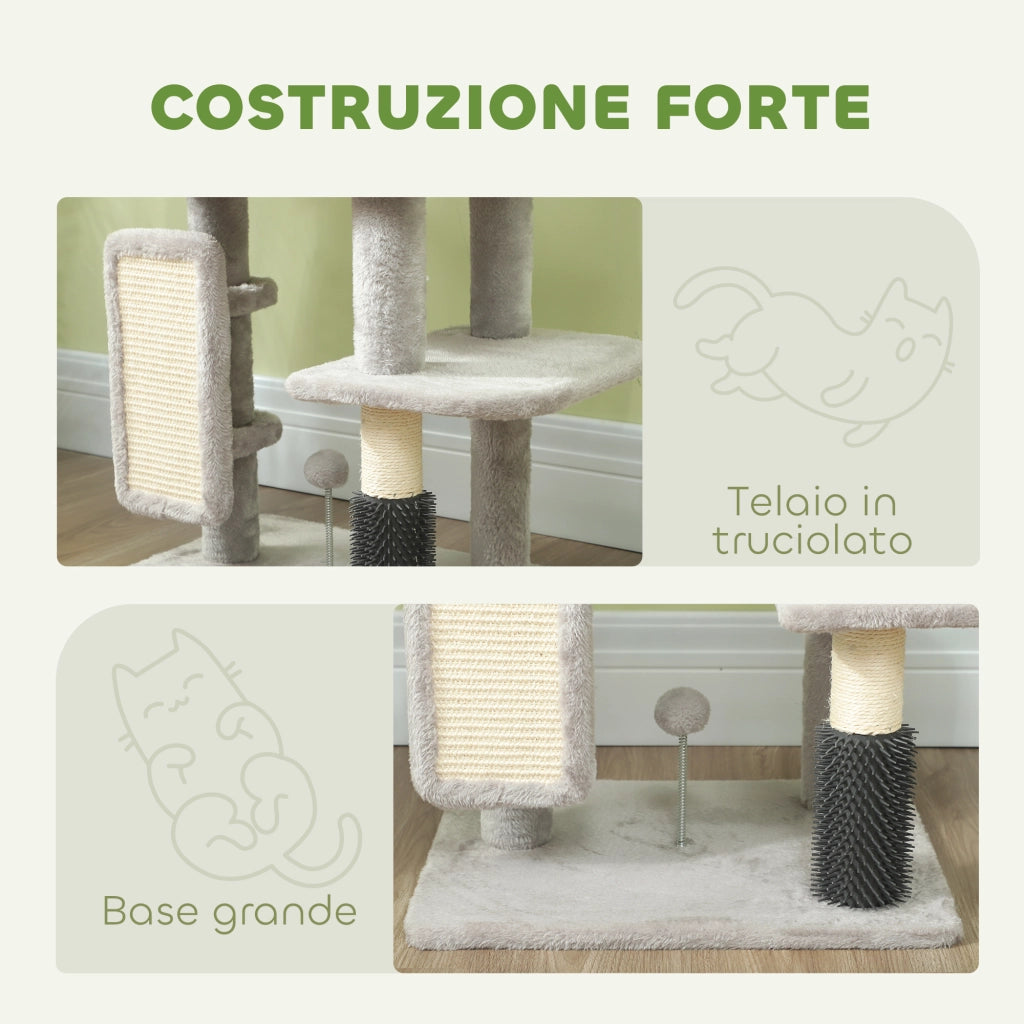 Albero per Gatti con Casetta e Tiragraffi ¨C Zephmum ¨C Grigio 104 cm