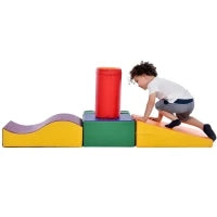 Set di 6 Grandi Blocchi da Costruzione per Giocare e Arrampicarsi con Scala e Scivolo, Adatto a Bambini in Età Prescolare e Neonati, Blocchi Morbidi e Colorati, Giallo