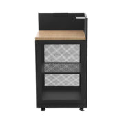 Cucina esterna in acciaio e decorazione in legno 1 ripiano, 60cm, nero