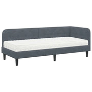 Letto singolo | Letto per adulti | Cornice del letto ad angolo Grigio scuro 80 x 200 cm Velluto