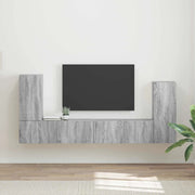 Set mobile TV 4 pz-Credenza per TV Grigio Sonoma Legno multistrato 795021