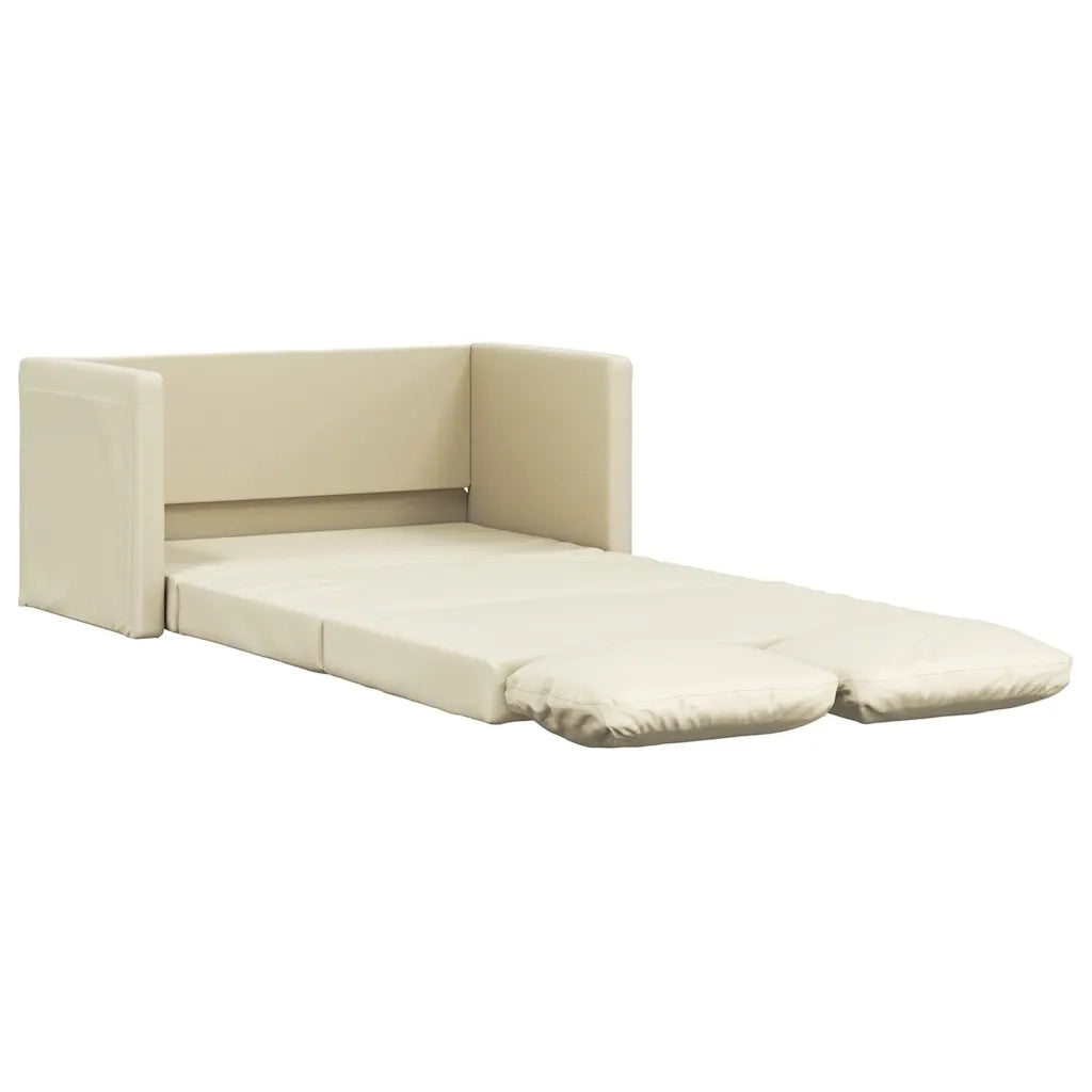 Divano Letto da Terra 2 in 1 Crema 112x174x55 cm Similpelle
