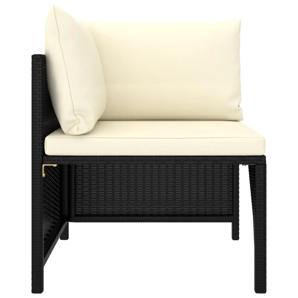 Set Divani da Giardino 6 pz con Cuscini in Polyrattan Nero cod mxl 41550