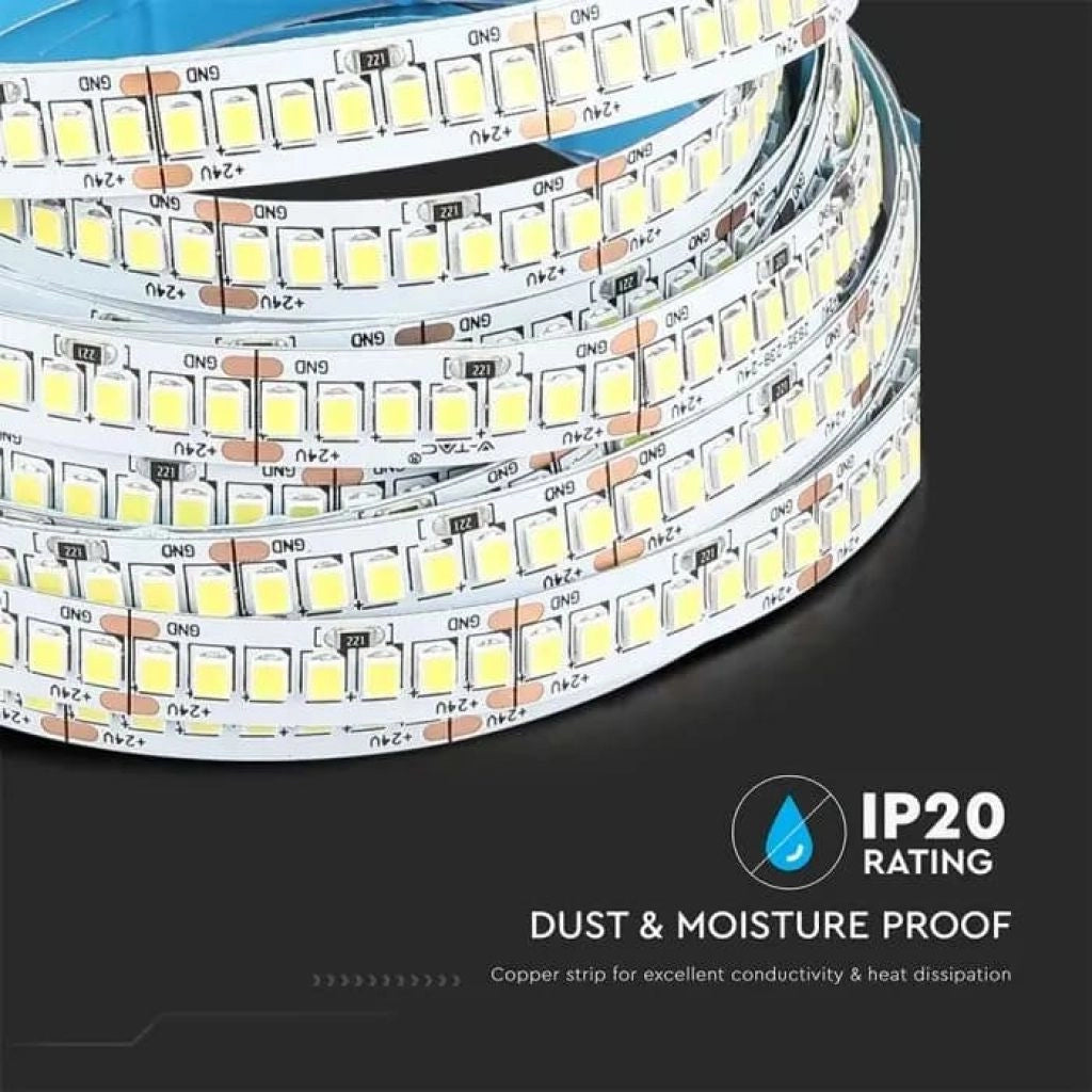 Striscia Strip LED 18W/m 5m 238 LED/m 135LM/W 24V 6500K IP20 10mm