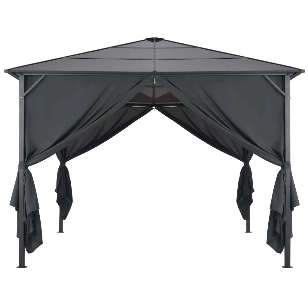 Gazebo con Tende in Alluminio 3x3 m Nero 44640
