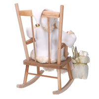 Babbo natale in tessuto su sedia bianco e oro cm xh30