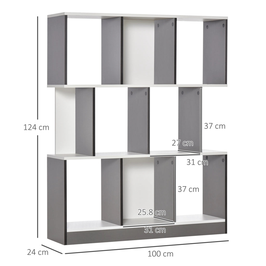 Mobile Libreria a 8 Ripiani 100x24x124 cm in Legno Grigio Carbone