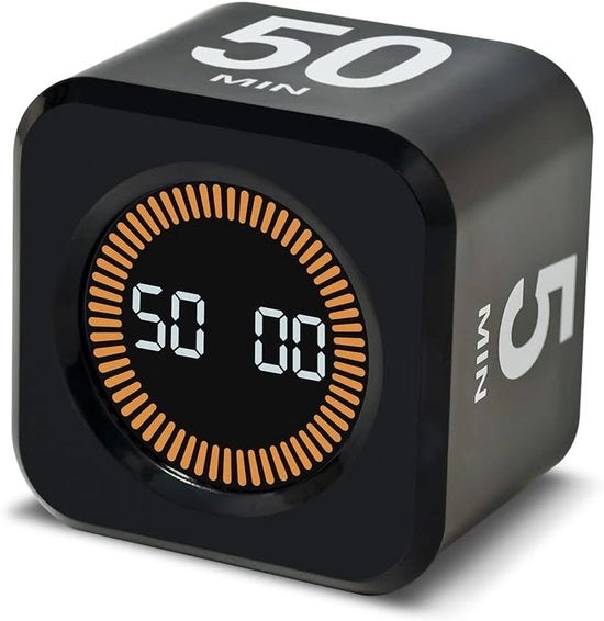 Timer di Conteggio Visivo - Orologio del Tempo - Timer da Cucina - Timer Silenzioso per Studio - e Orologio di Lavoro con Interruttore di Gravità (Nero)