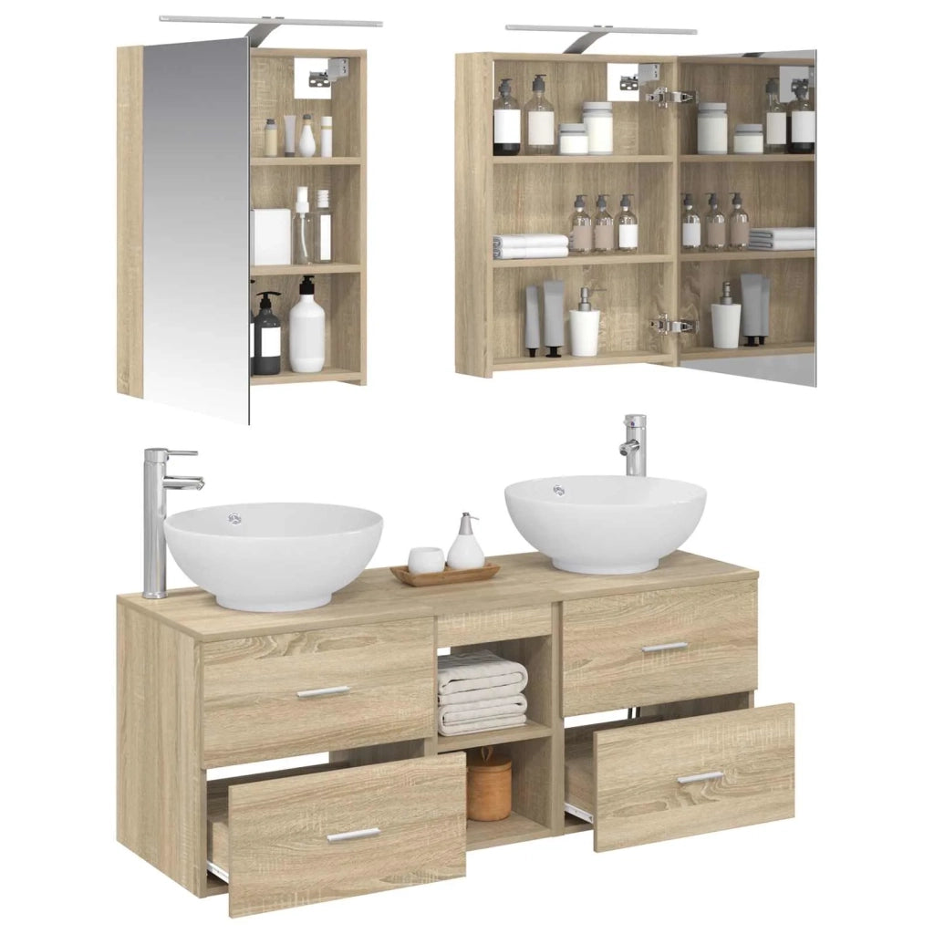 Set di mobili per il bagno 5 pcs Rovere Sonoma 3406953