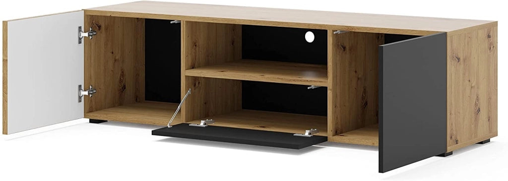 MOBILE PORTA TV  STAND TV SOGGIORNO 150x42x42cm ROVERE NERO OPACO
