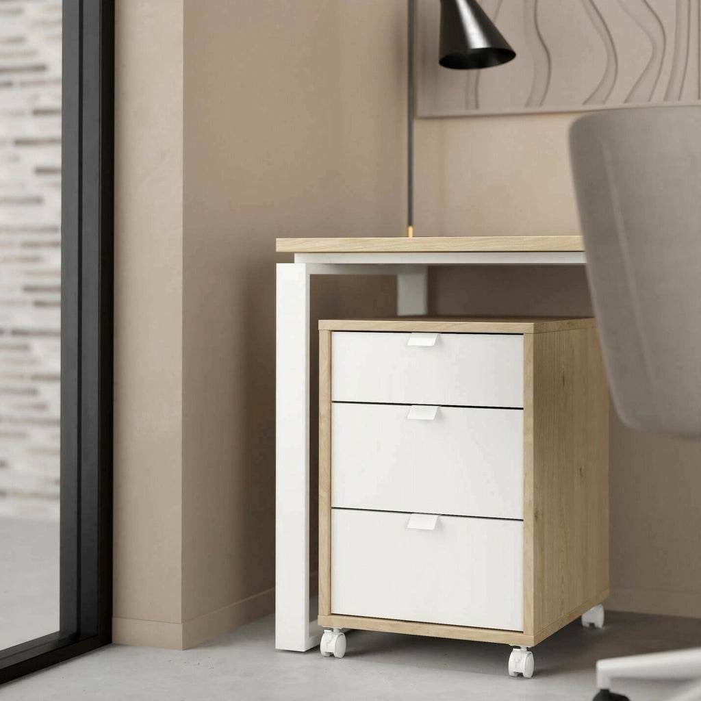 Cassettiera Agazzino, Settimino multiuso, Comò camera da letto, Mobile con cassetti, 48x41 h61 cm, Rovere e Bianco