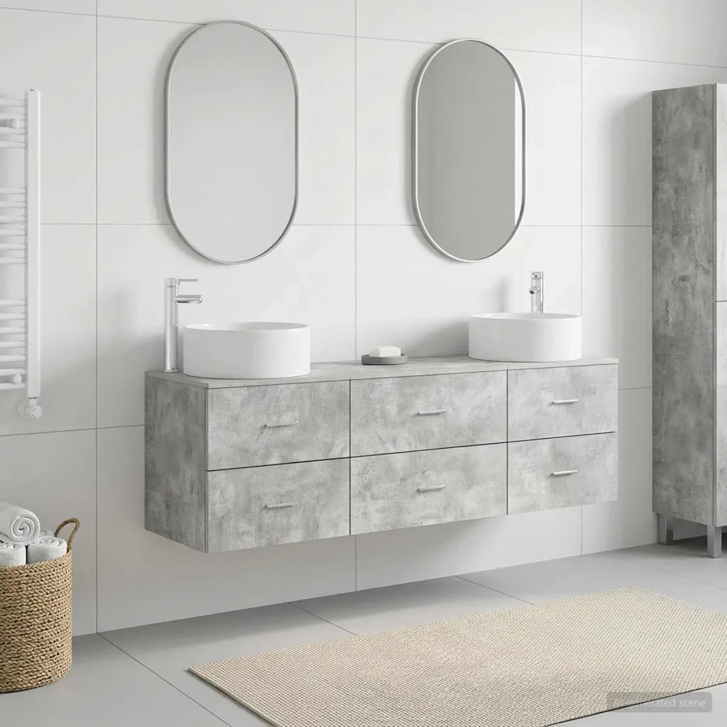 Set di mobili per il bagno 3 pz Grigio Cemento 3405942