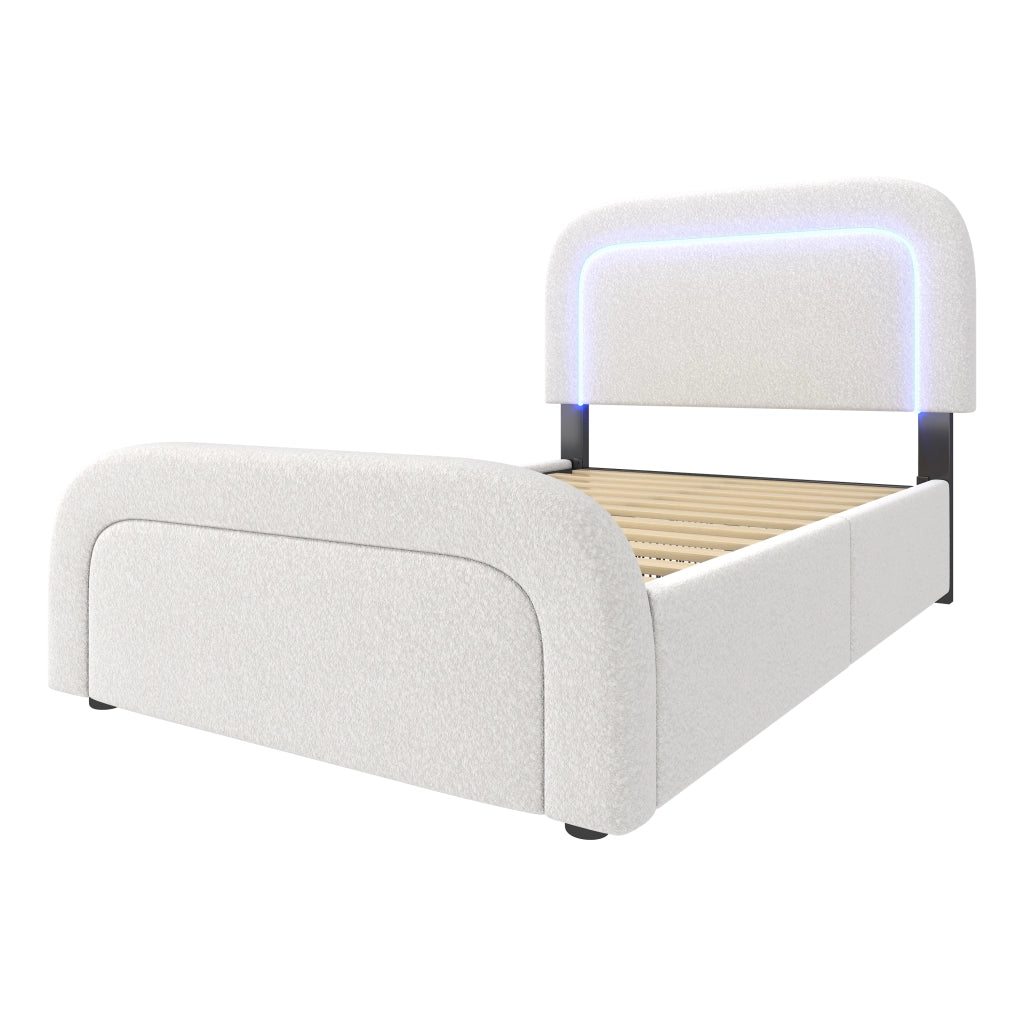 letto imbottito sherpa bianco 90 x 200 cm