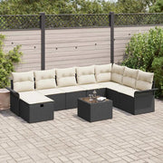 vidaXL Set Divano da Giardino con cuscino 9 pcs Nero Poly Rattan