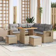 Set Divano da Giardino 9 pcs Beige e Grigio Chiaro polyrattan