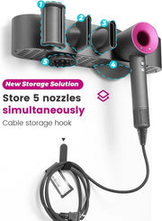 Föhnhouder senza fori, Föhnhouder per parete senza fori, Föhnhouder compatibile con Wandhouder Supersonic, Föhnhouder con accessori, supporto per barba/bagno (nero)