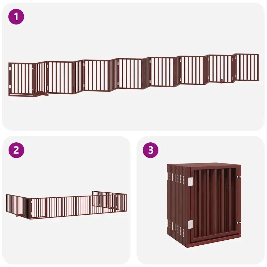 Cancello Cani Porta Pieghevole Marrone 15 Pannelli 750cm Pioppo 3155549